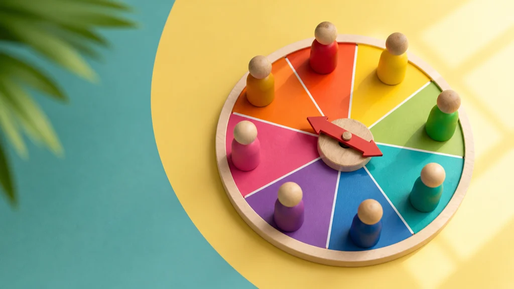 colorful custom spinner wheel concept representing fair random student selection