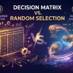 Flowchart diagram comparing decision matrix vs random selection for choices